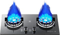 Propane Stove,2 Burners Portable Propane Stove,tempered Glass Gas Cooktop,Maximum 15354BTU for Food Trucks and Family Restaurants (Color : LPG, Size : Style 2)