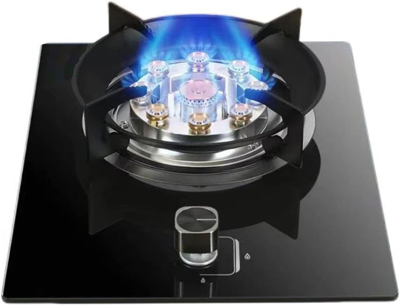 Gas Cooker 1 Burner,Countertop Stove 5.2KW Wok Burner,Tempered Glass Cast Iron Pot Rack,with Flameout Protection Device,NG/LPG Gas Conversion(LPG)