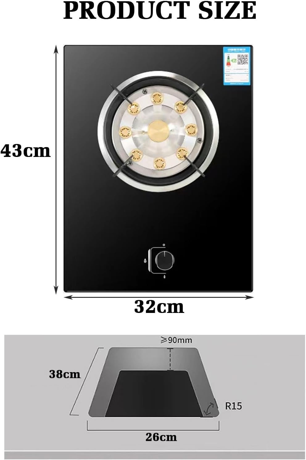 Gas Stove with 1 Burner,5.2KW Kitchen Counter Top Stove,Catering Indoor Regulators,with Accidental Flameout Protection Device,for Home Kitchen(LPG)