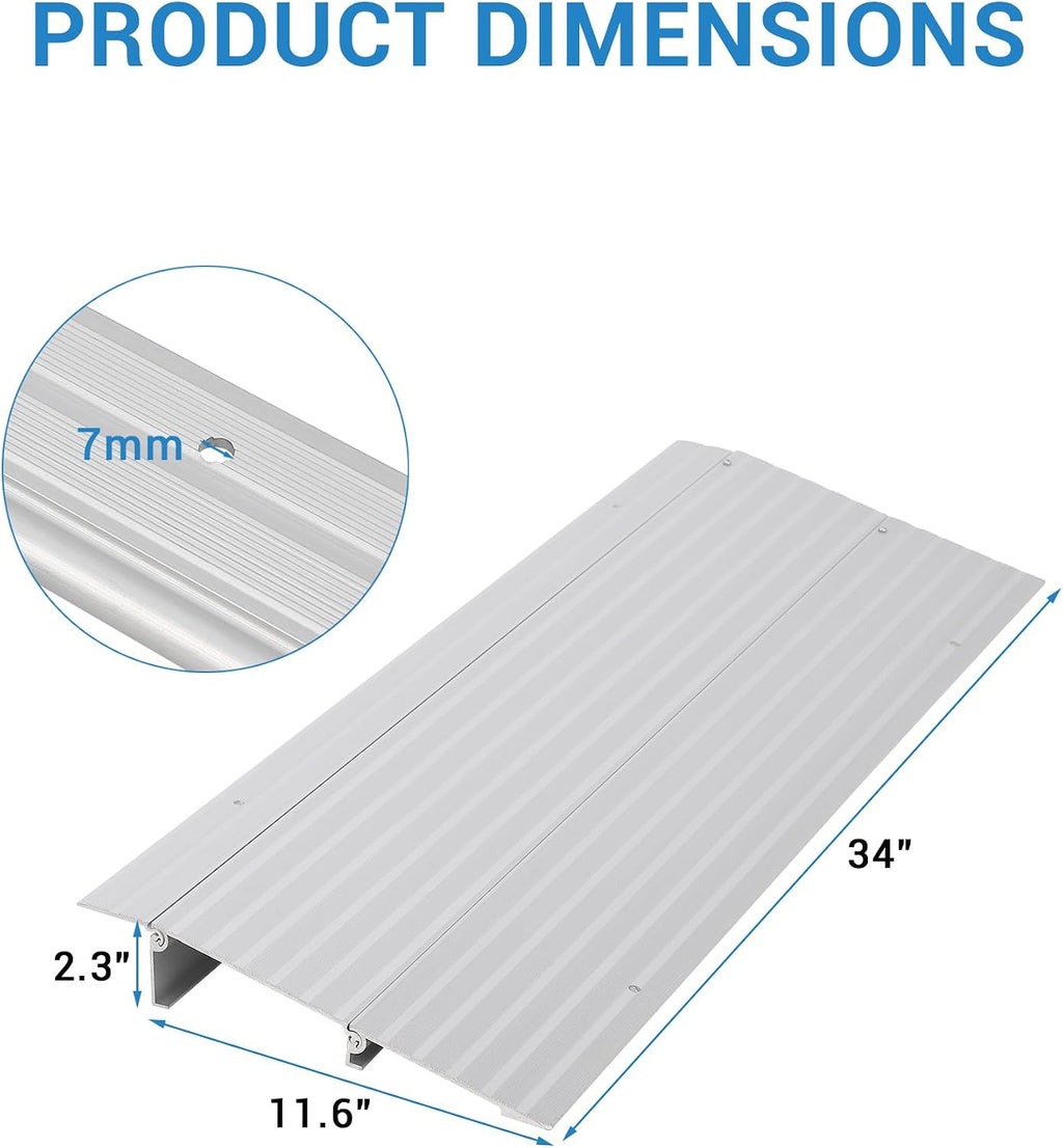 2' Rise Door Threshold Ramp,Aluminum Alloy Entry Ramp for Wheelchair Scooters Power Chairs Walkers