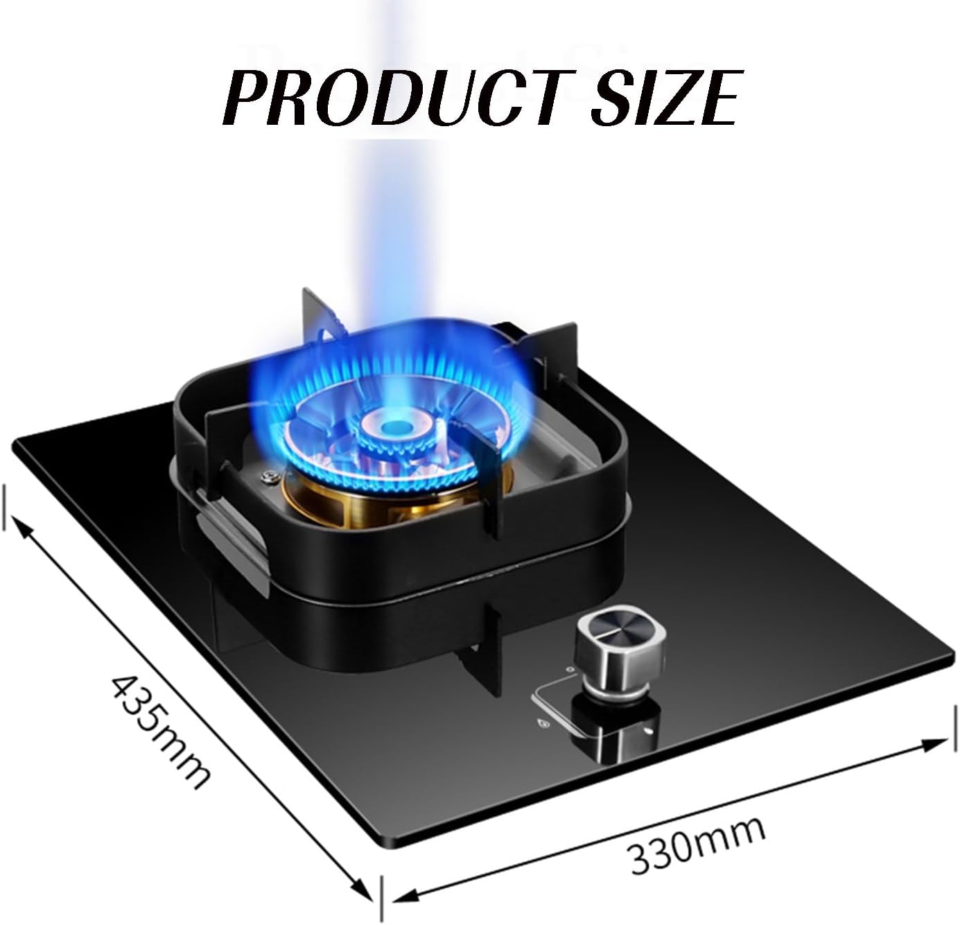 Gas Stove 1 Burners,Natural Gas-Energy Direct Injection Fierce Fire,Black Glass Cast Iron Pot Holder, Home Kitchen with Flameout Protection