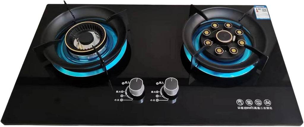 Propane Stove,2 Burners Portable Propane Stove,tempered Glass Gas Cooktop,Maximum 17742.4BTU for Food Trucks and Family Restaurants(black) (Color : LPG)