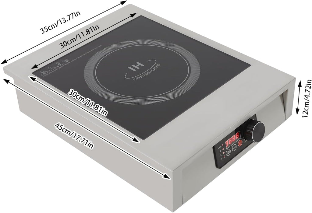 Electric Hot Plate for Cooking Portable Single Burner 3500W Stainless Steel hot plates Heat-up in Seconds Adjustable Temperature Control Stainless Steel Non-Slip Rubber Feet for Home Dorm