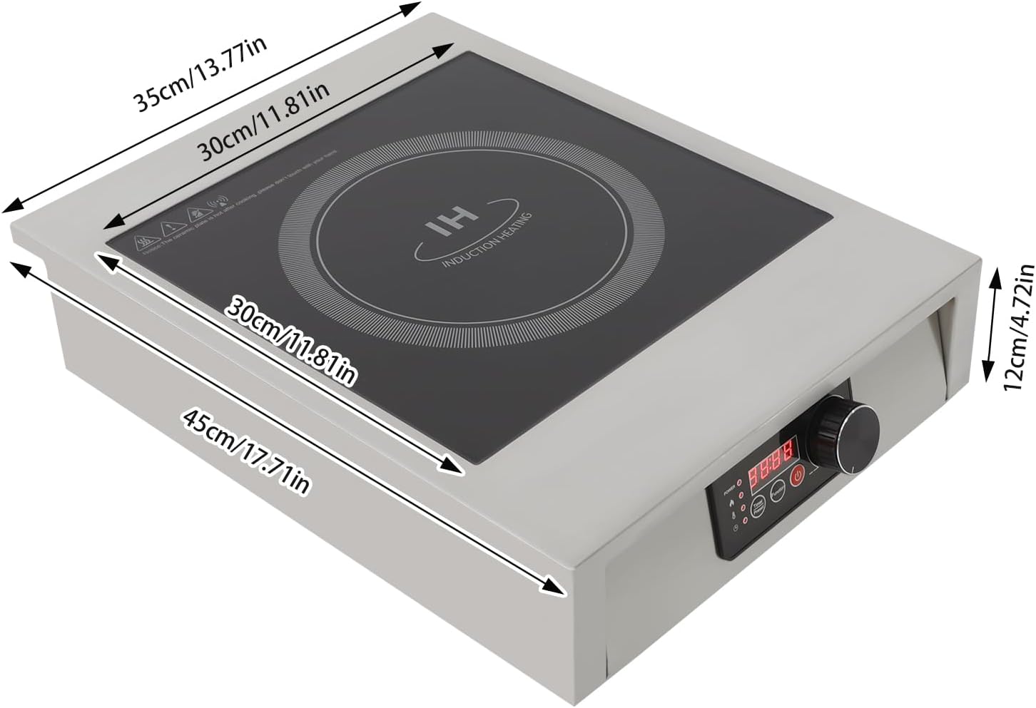 Electric Hot Plate for Cooking Portable Single Burner 3500W Stainless Steel hot plates Heat-up in Seconds Adjustable Temperature Control Stainless Steel Non-Slip Rubber Feet for Home Dorm