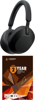 Sony WH-1000XM5-BLACK Wireless Over-Ear Noise Canceling Headphones - Black with 2 Year Amber Protection Plan (2022)