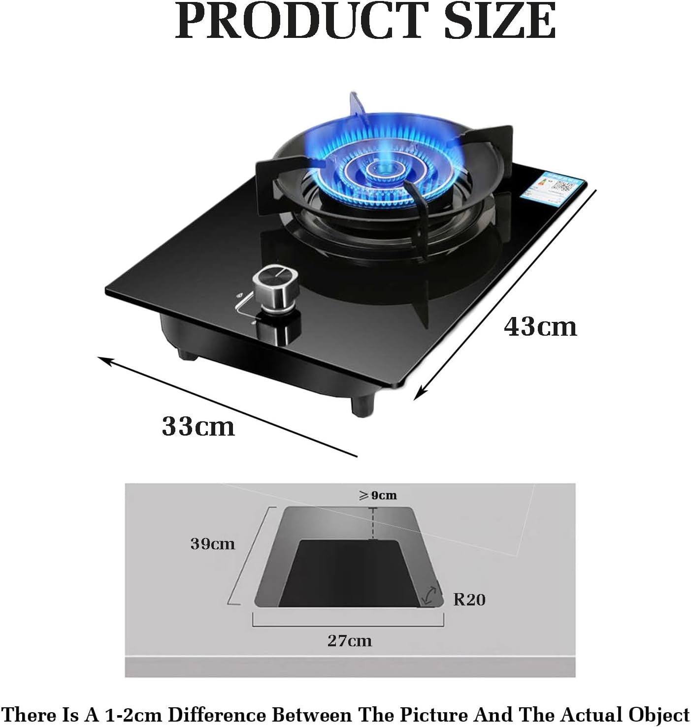 Gas Cooker 1 Burner,5.2KW Gas Stove,Tempered Glass Dining Table Cooking,with Flameout Protection Device,Gas/LP Gas Conversion Stove(LPG)
