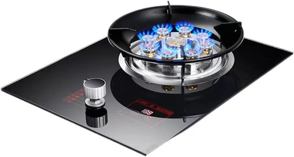 43cm Gas Cooktop,1 Burner Gas Cooker,5.2KW Nine-Cavity High-fire Timer,Gas/LP Gas Conversion,with Flameout Protection,for Home Kitchen(NG)
