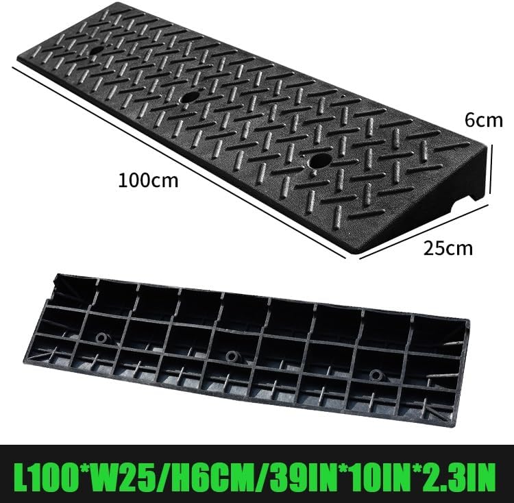 Driveway Curb Ramp, 4in Rise Threshold Ramp Portable, Heavy Duty Loading Ramp, Rubber Wheelchair Ramp for Home/Front Door/Yard/Patio/Entry(100 * 25 * 6cm/39 * 10 * 2.3in)