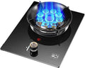 Gas Stove,Single Burner,5.2KW Kitchen Counter Top Stove,Tempered Glass Cast Iron Pot Rack,with Flameout Protection and Timer,for Home Kitchen(LPG)