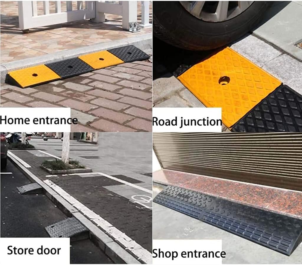 Portable Threshold Ramp with Slip-Surface 98X16X3.5Cm Rubber Curb Ramp for Home, Wheelchair, Scooter,Steps Utility Mobility Access Ramp