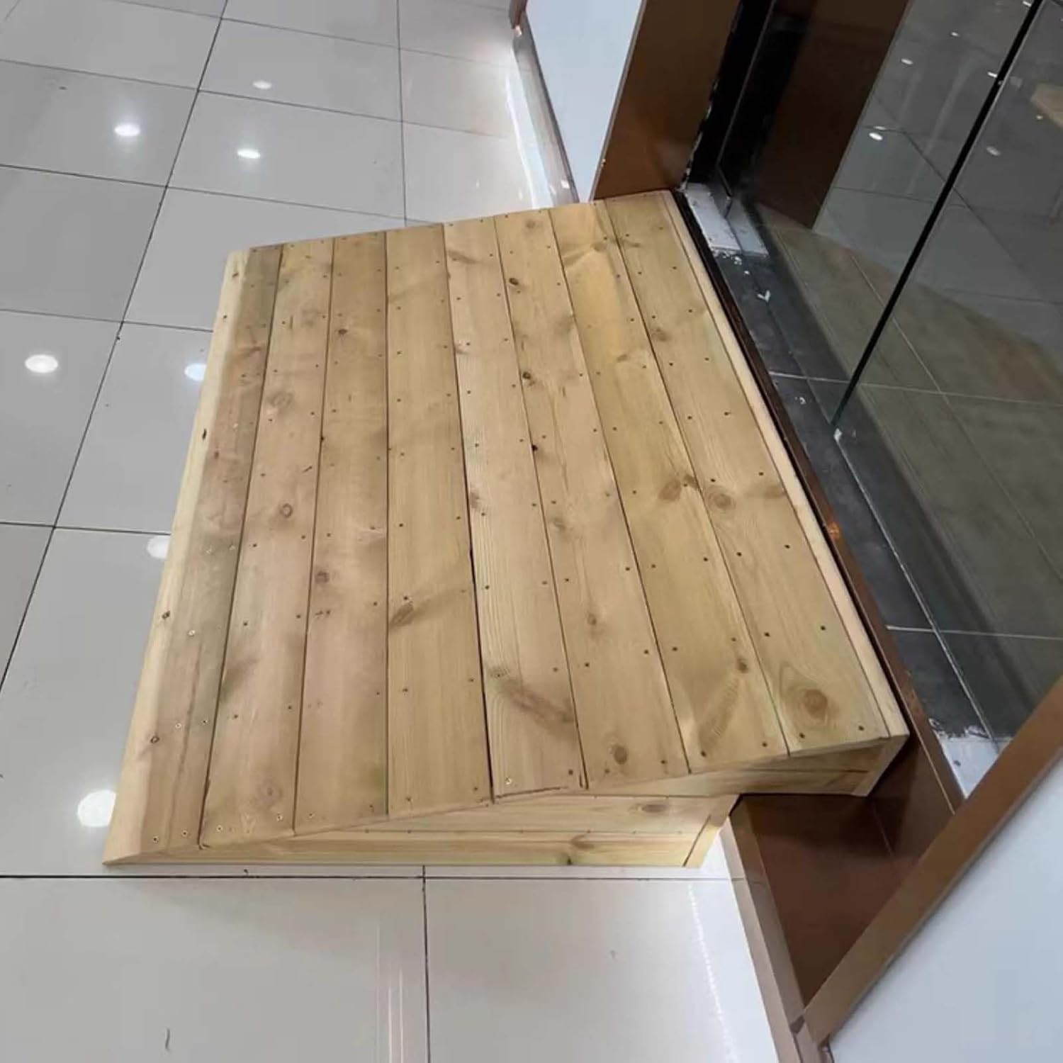 Steps Kerb Ramps 27.5x13x5in, Rise Threshold Ramp, Wooden Threshold Ramps for Doorways, Non-Slip Wheelchair Threshold Ramp, Barrier-Free Lightweight, for Garage, Patio, Porch