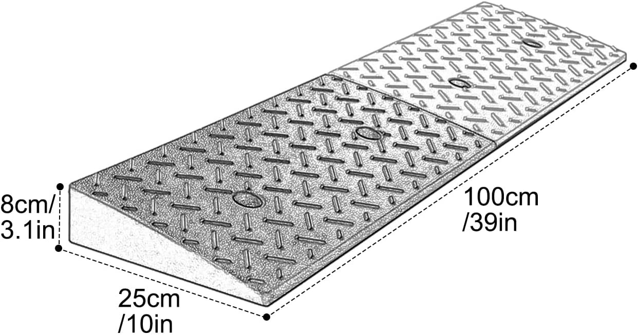 Rubber-Plastic Curb Ramps, Heavy-Duty Driveway Ramp, Anti-Skid Threshold Ramp, for Wheelchairs Sidewalks Motorcycles Cars(8cm/3.1in)