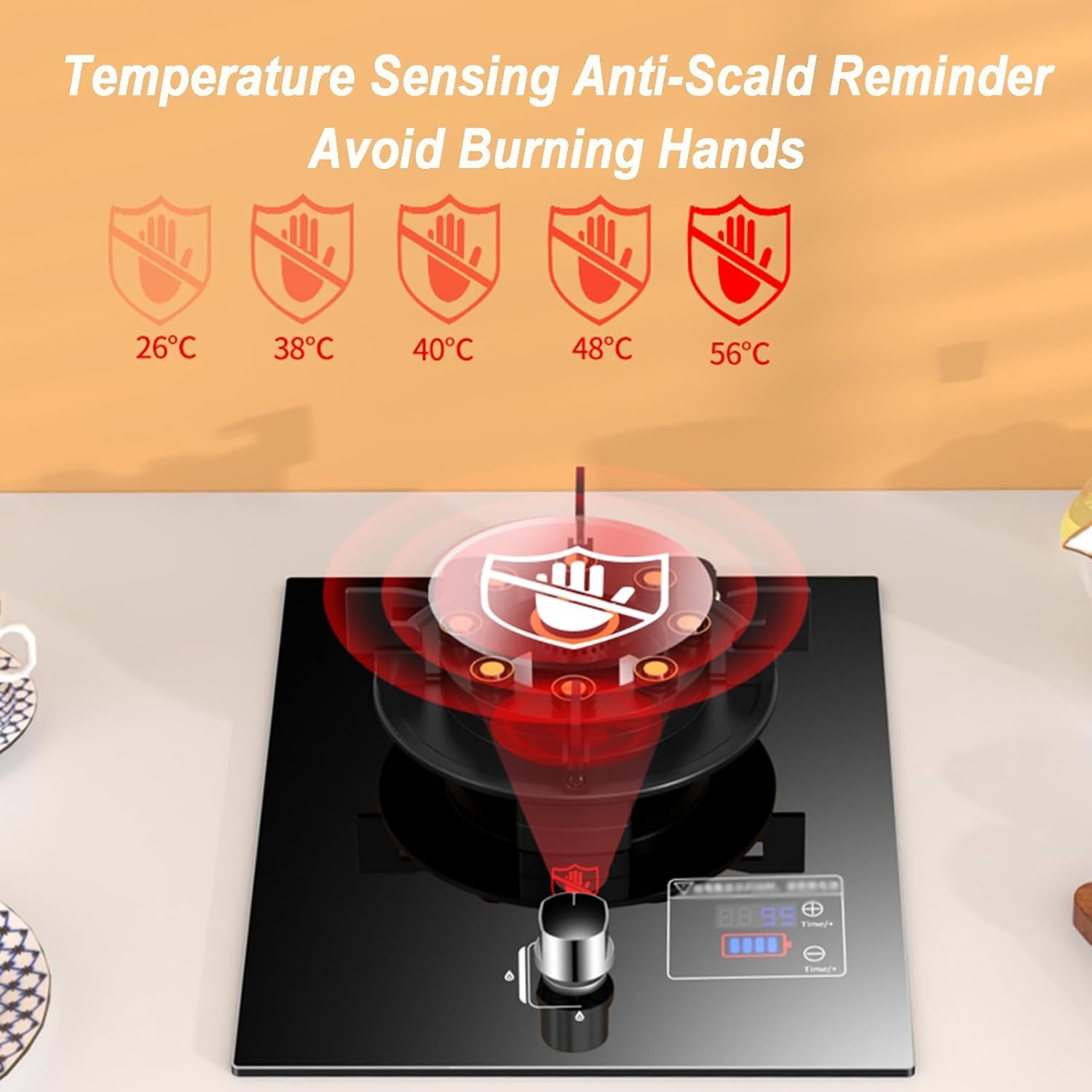 Gas Stove 1 Burner,5.2KW Tempered Glass Gas Stove,Natural Gas/Liquefied Gas Conversion Stove,Tabletop/Embedded,with Safety Shutoff Device and Timer(LPG)