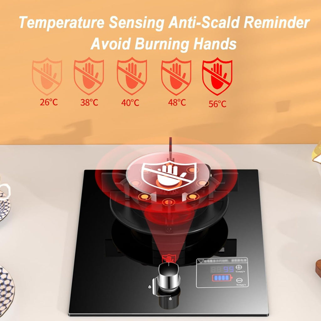 Gas Stove 1 Burner,5.2KW Tempered Glass Gas Stove,Natural Gas/Liquefied Gas Conversion Stove,Tabletop/Embedded,with Safety Shutoff Device and Timer(NG)