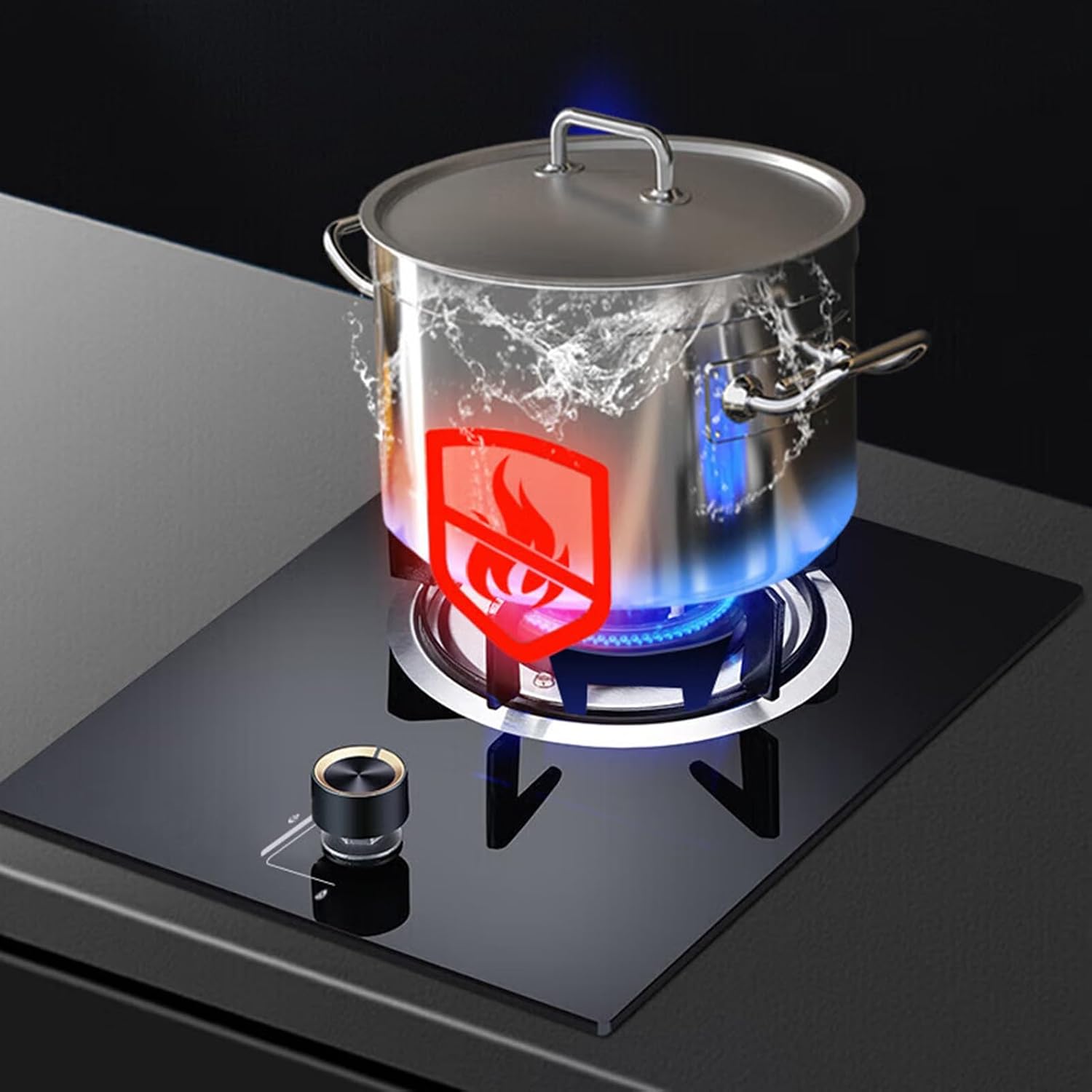 1 Burner Gas Stove,5.2KW Portable Camping Stove,Auto-Ignition Tempered Glass Top,NG/LPG Compatible for Outdoor Cooking and Emergency(LPG)