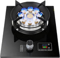 Gas Cooker 1 Burner,5.2KW 9-Chamber Fire Ring Frying Pan,Tempered Glass Dining Table Cooking,with Flameout Protection and Timer,NG/LPG Gas Conversion(LPG)
