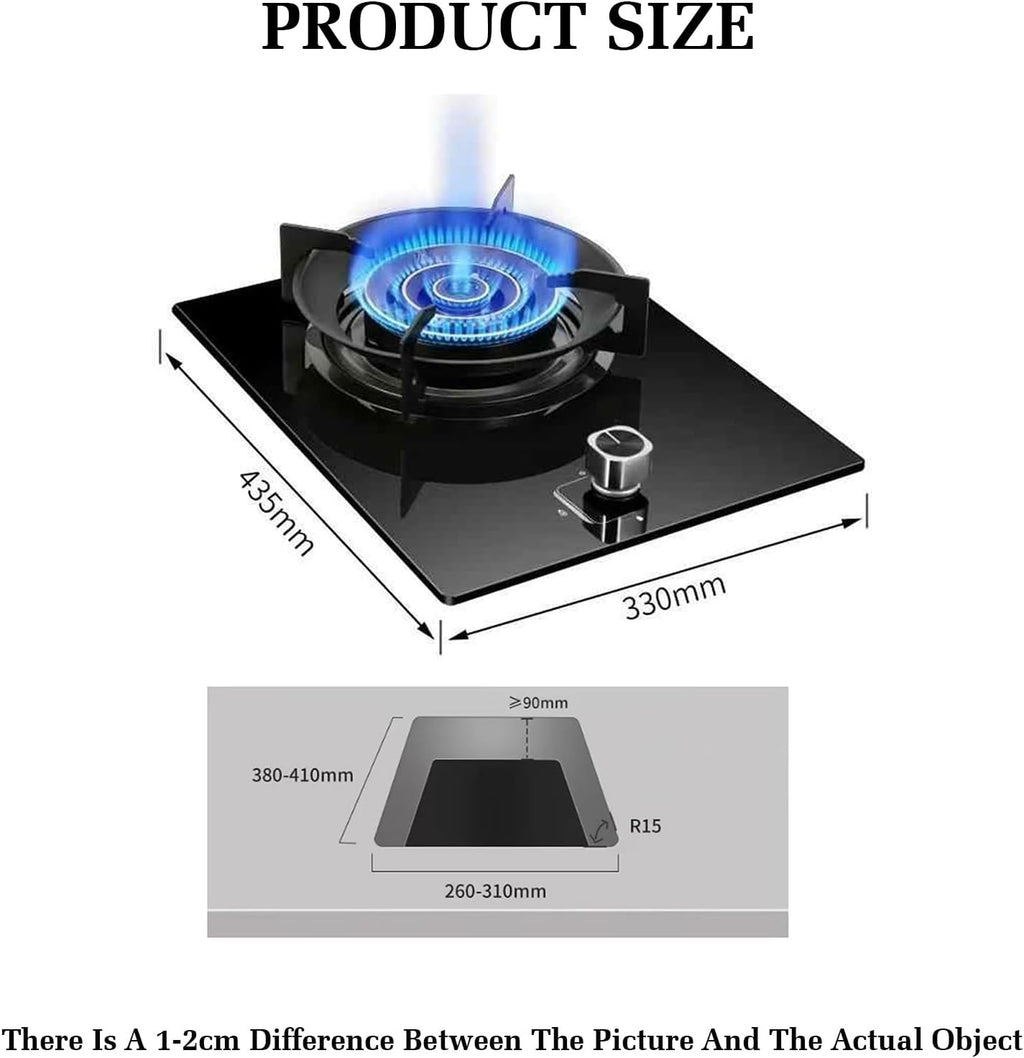 Gas Stove with 1 Burner,5.2KW Camping Gas Cooker,Gas/LP Gas Conversion Stove,Tempered Glass Cast Iron Pot Rack,with Flameout Protection,for Home Kitchen(LPG)