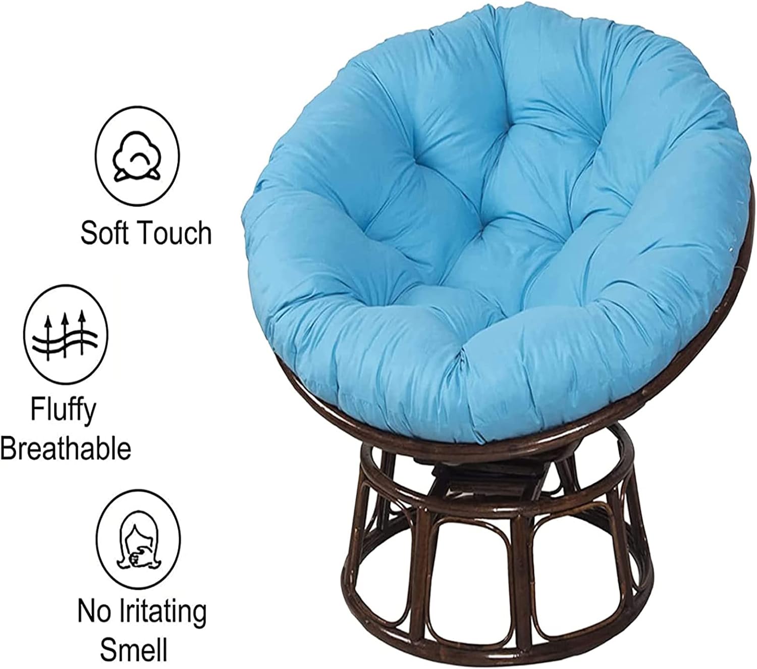 HUHJYUGE Round Hanging Egg Chair Cushion 55x55in, Hammock Chair Pads, Swing Seat Cushion, Outdoor Hanging Basket Seat Pads Waterproof, Sun-Resistant, Breathable, for Garden Terrace