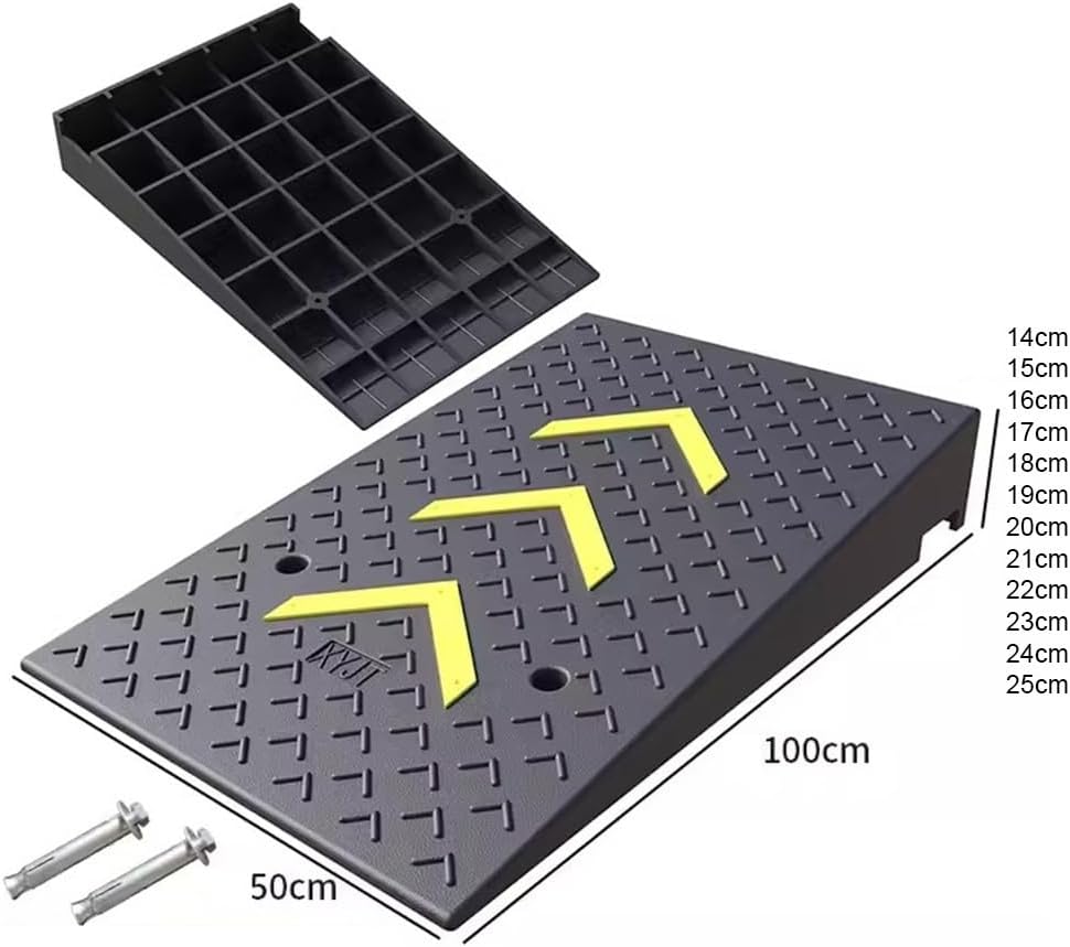 Rubber Threshold Ramp, 6' 7' 8' Rise Driveway Curb Ramps, 11000 Lbs Capacity Entry Ramp Doorway, Non-Slip Wheelchair Ramp, for Car Scooter, Power Chairs, Home Steps(5.9in/15cm)