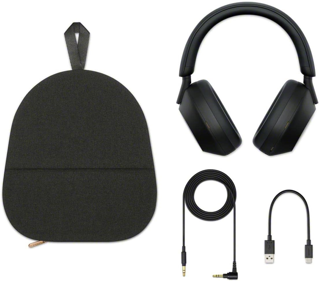 Sony WH-1000XM5 The Best Wireless Noise Canceling Headphones with Auto Noise Canceling Optimizer, Crystal Clear Hands-Free Calling, and Alexa Voice Control, with Stand, P-Bank & Wall Plug (Black)