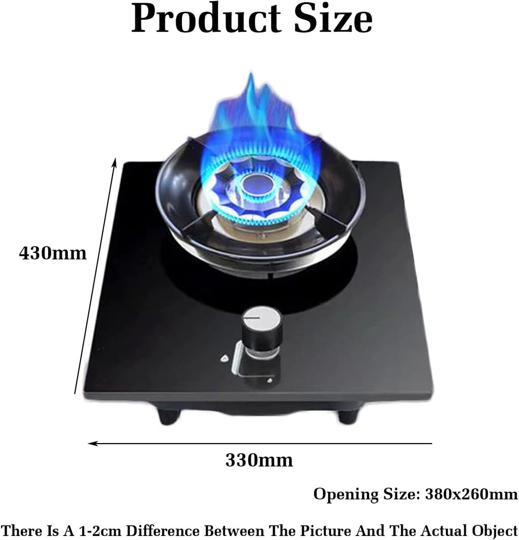 Gas Stove,5.0KW Single Burner,Gas/LP Gas Conversion Stove,Tempered Glass Cast Iron Pot Rack,with Flameout Protection,for Home Kitchen(LPG)