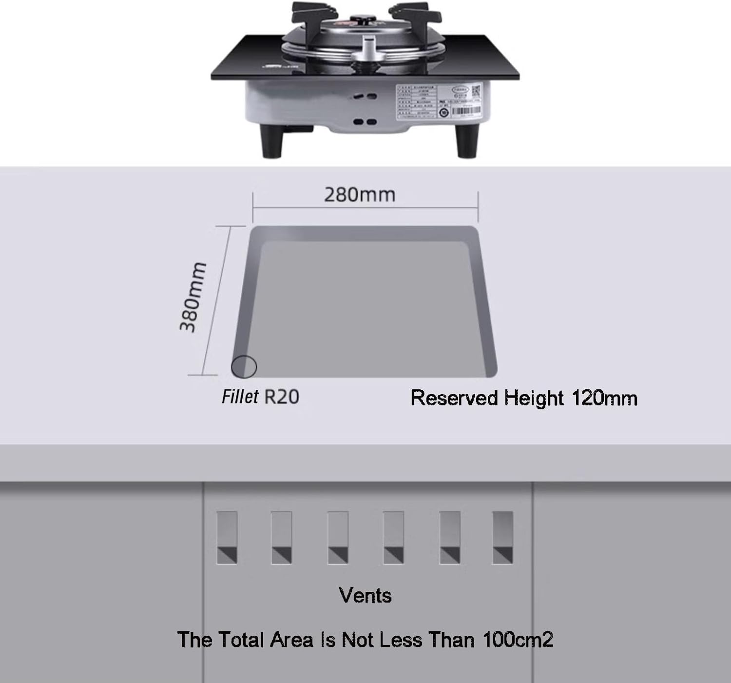 Single-Burner Gas Stove,Black Glass Cast Iron Pot Holder,with flameout Protection Device,for Restaurant,Home(LPG)
