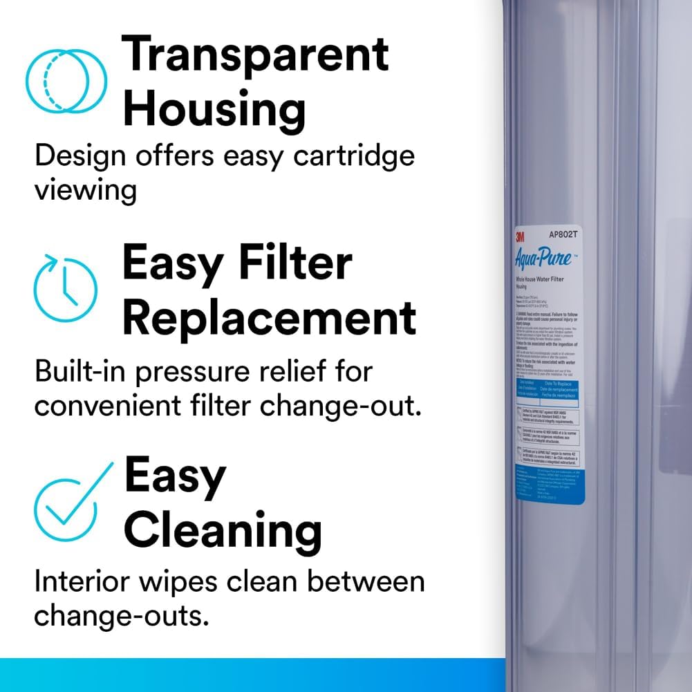 3M Aqua-Pure AP800 Series Whole House Filter Housing AP802T, 5639204, Large Diameter