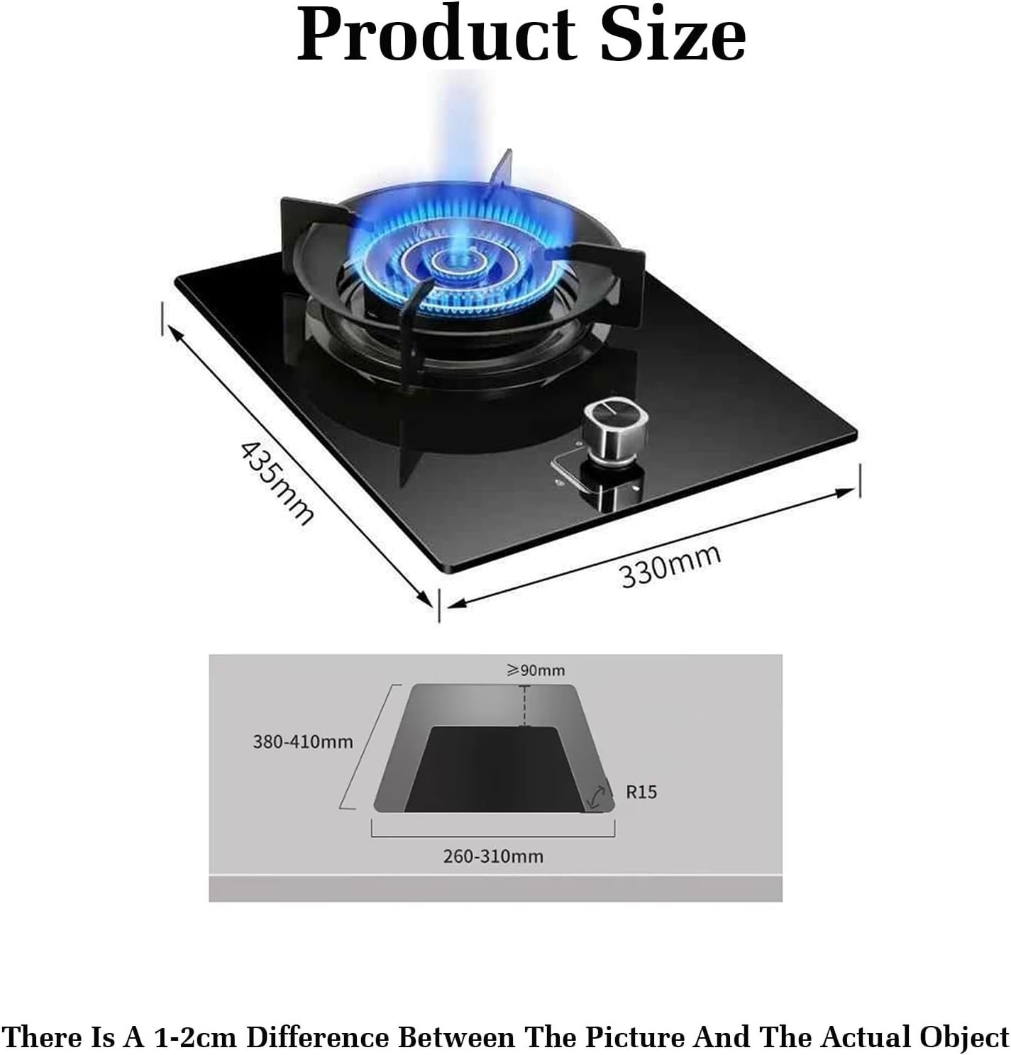 Gas Stove with 1 Burner,5.2KW Kitchen Counter Top Stove,Tempered Glass Cast Iron Pot Rack,with Flameout Protection,for Home Kitchen(LPG)
