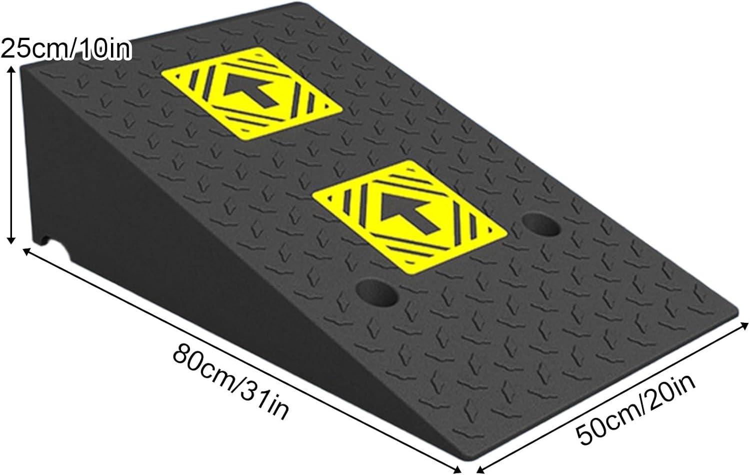 Heavy Duty 6614lb/3000kg Curb Ramp, Non-Slip Surface, Threshold Ramp with Yellow Arrow, Suitable for Car, Motorcycle, Bike, Wheelchair(80 * 50 * 25cm/31 * 20 * 10in)