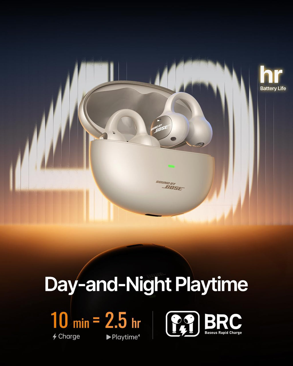 Baseus Inspire XC1 Open Ear Clip-On Earbuds, Sound by Bose, Dolby Audio, Adaptive Tunning Sound, Hybrid 2-Way Driver, Zero-Sense Air Cushion, 4-Mic Adaptive Clear Calls, IP66 Waterproof, 40H Playtime