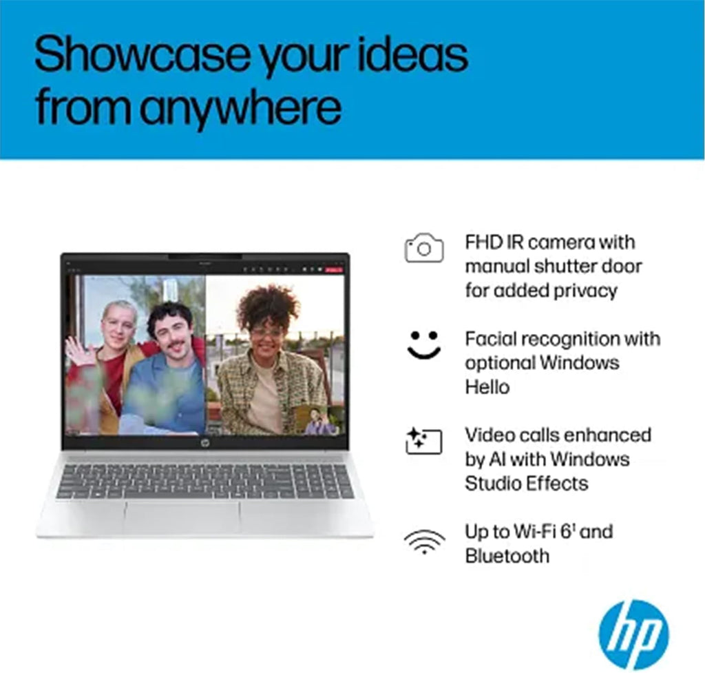 HP OmniBook 5 16' FHD+ Touchscreen Laptop, Business Copilot AI PC, Core Ultra 7 255U, 16GB RAM, 1TB SSD, Backlit, Wi-Fi 6, W11H, Lightweight Silent Design, Silver, Bundle with PCO Laptop Cooler