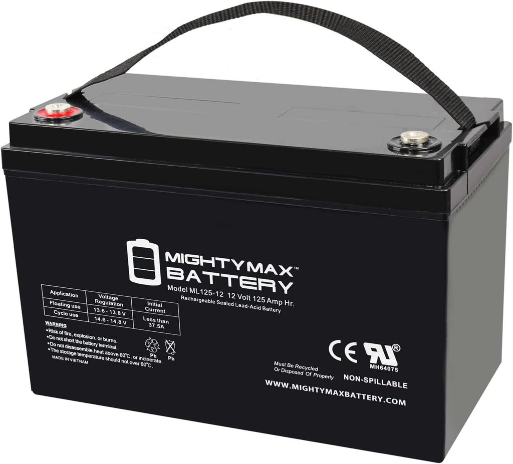 ML125-12 - 12 Volt 125 AH, Internal Thread (INT) Terminal, Rechargeable SLA AGM Battery