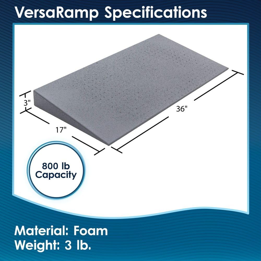3' Doorway Threshold Wheelchair Ramp, 800 lb Cap, Solid Foam, Silver Spring