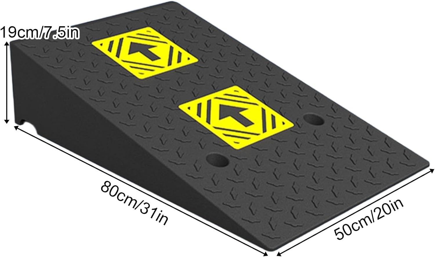 Heavy Duty 6614lb/3000kg Curb Ramp, Non-Slip Surface, Threshold Ramp with Yellow Arrow, Suitable for Car, Motorcycle, Bike, Wheelchair(80 * 50 * 19cm/31 * 20 * 7.5in)