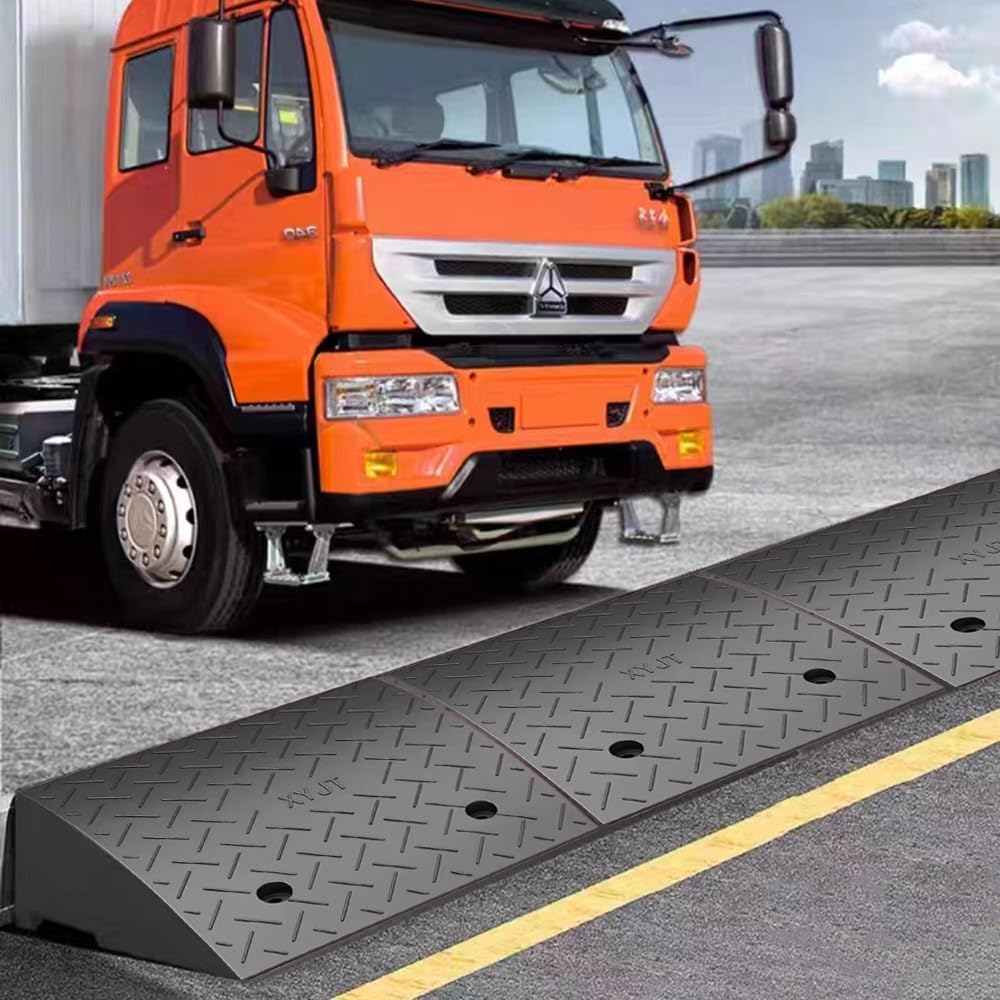 Curb ramp,Driveway ramp, 3' 4' 5' Lightweight Wheelchair Threshold Ramp for Doorway Garage Sidewalk Warehouse(H 12cm/4.7')
