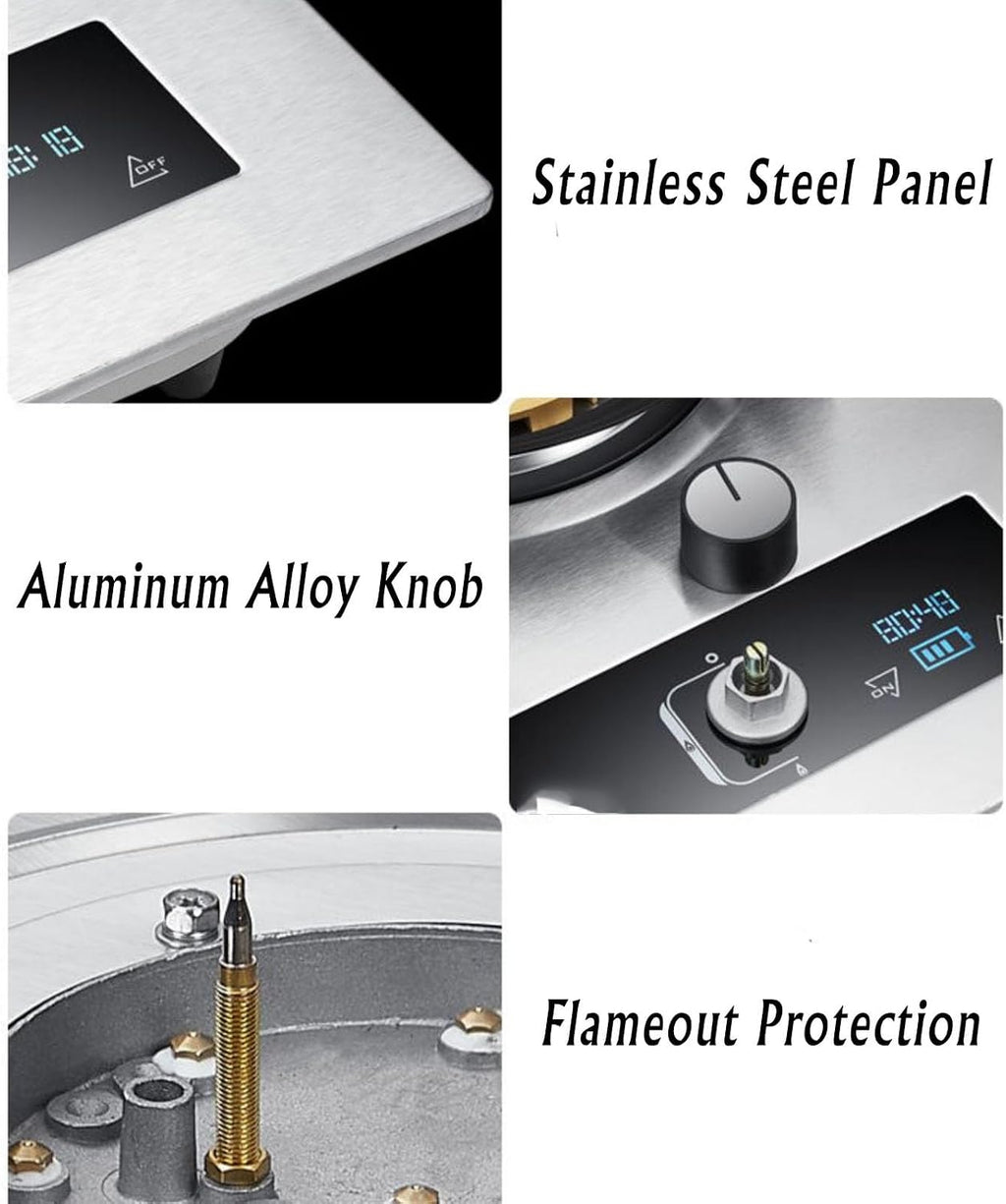 32cm Gas Stove, 1 Burner, 5.2KW, Nine-Chamber Large Flame, 99-Minute Timer, Accidental Flameout Protection Device (Size : NG)