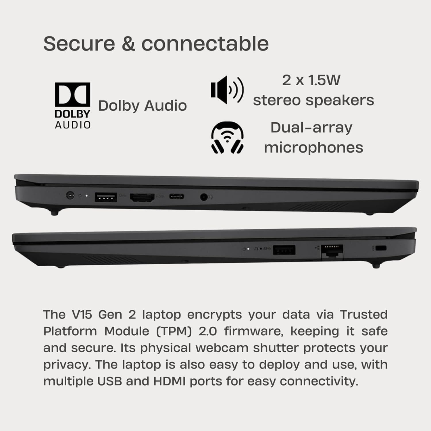 Lenovo New V15 Series Laptop • 32GB RAM • 1TB Storage (512GB SSD + 512GB External) • 15.6 FHD (1920x1080) Display • Low-Blue Light • Intel CPU • Ethernet Port • Upto 12 Hours Battery • Win 11 Pro