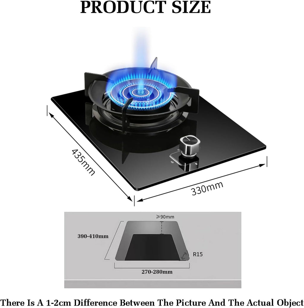 Gas Stove with 1 Burner,Kitchen Counter Top Stove,5.2KW Camping Gas Cooker,Outdoor and Indoor Portable,with Flameout Protection,for Home Kitchen(LPG)