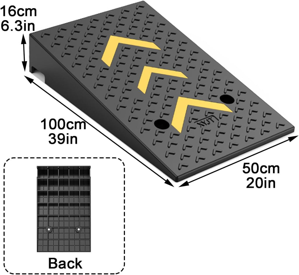 Curb Ramp Heavy Duty Rise Threshold Ramp with Expansion Screws Driveway Ramp for Loading Dock Warehouse Wheelchair(50 * 100 * 16cm/20 * 39 * 6.3in)