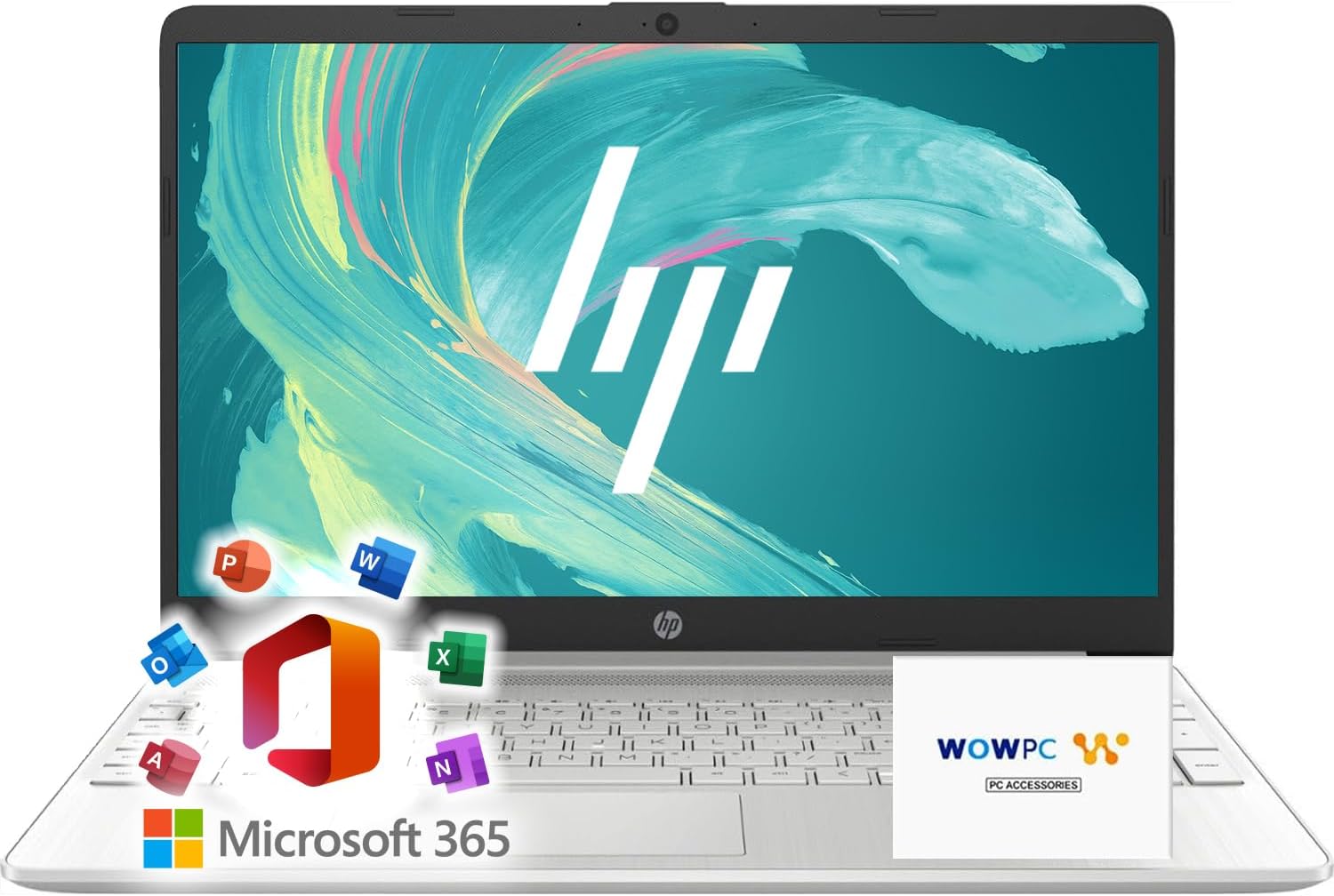 HP 15 Laptop for School, Work, and Home + Microsoft Office 365, 4GB RAM, 256GB SSD, 15.6' FHD 1080p LED Display, Copilot AI, Fast Intel Processor, HDMI, Windows 11 Pro