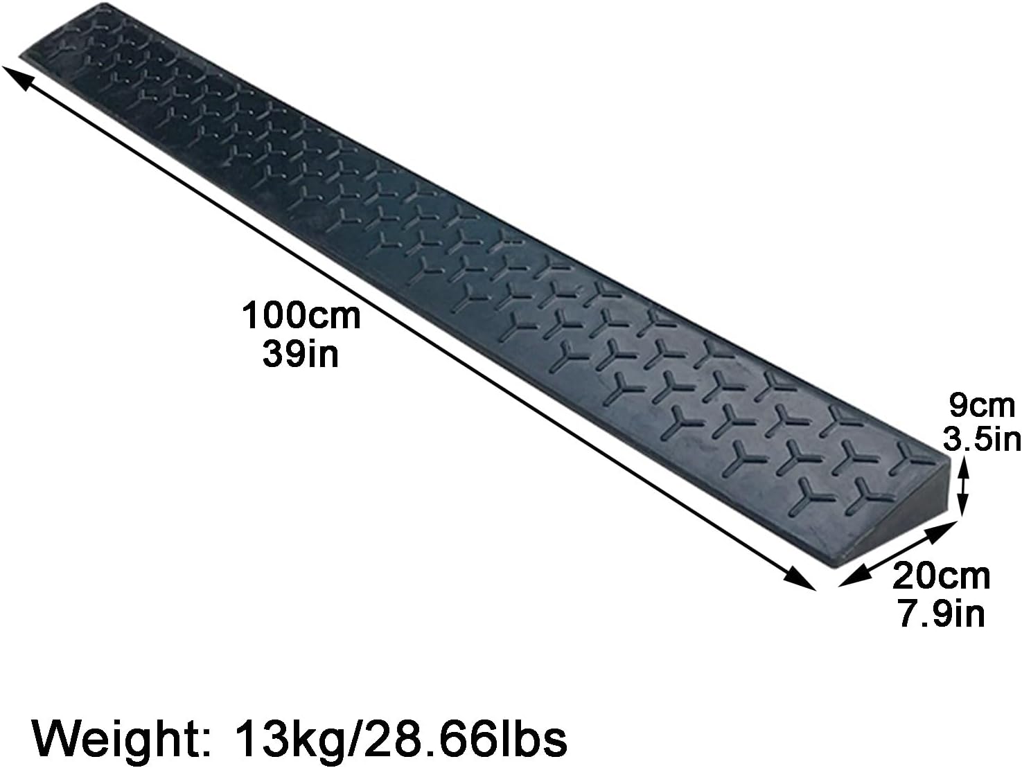 Rubber Curb Ramps Antislip Portable Rise Height Threshold Ramp with Stable Honeycomb Structure for Vehicle Truck(100 * 20 * 9cm/39 * 7.9 * 3.5in)