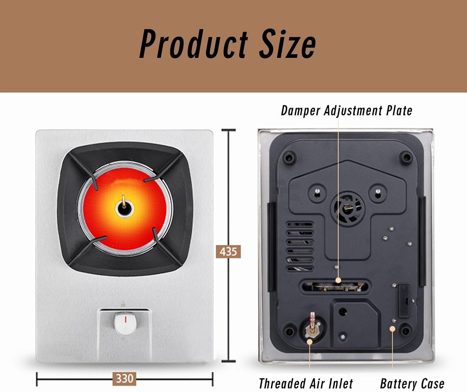 Portable Gas Stove,Single Burner Propane Stove,Max 10918.4BTU with Pulse Electronic Ignition Stainless Steel Suitable for Apartments Kitchens and More (Color : LPG)