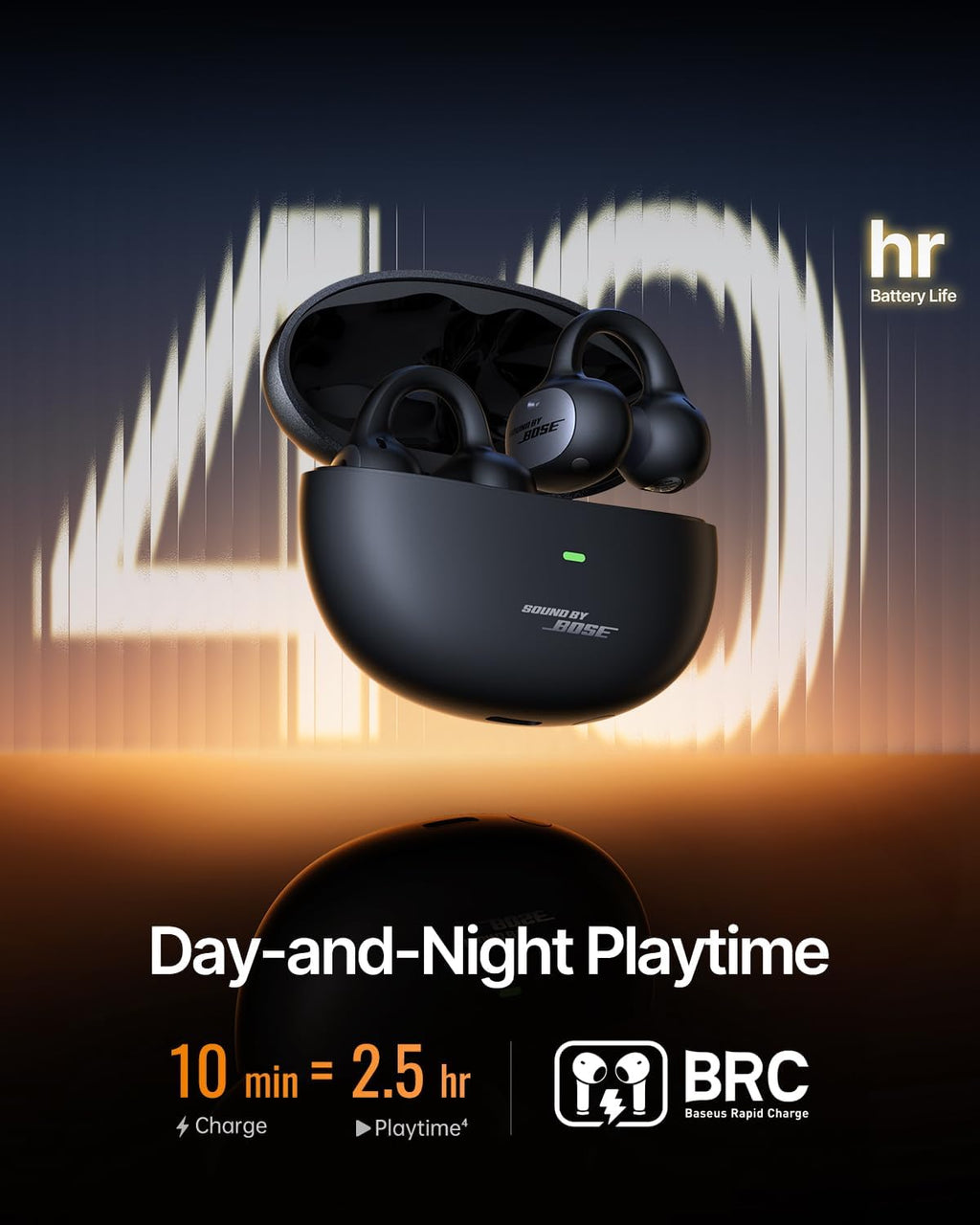 Baseus Inspire XC1 Open Ear Clip-On Earbuds, Sound by Bose, Dolby Audio, Adaptive Tunning Sound, Hybrid 2-Way Driver, Zero-Sense Air Cushion, 4-Mic Adaptive Clear Calls, IP66 Waterproof, 40H Playtime