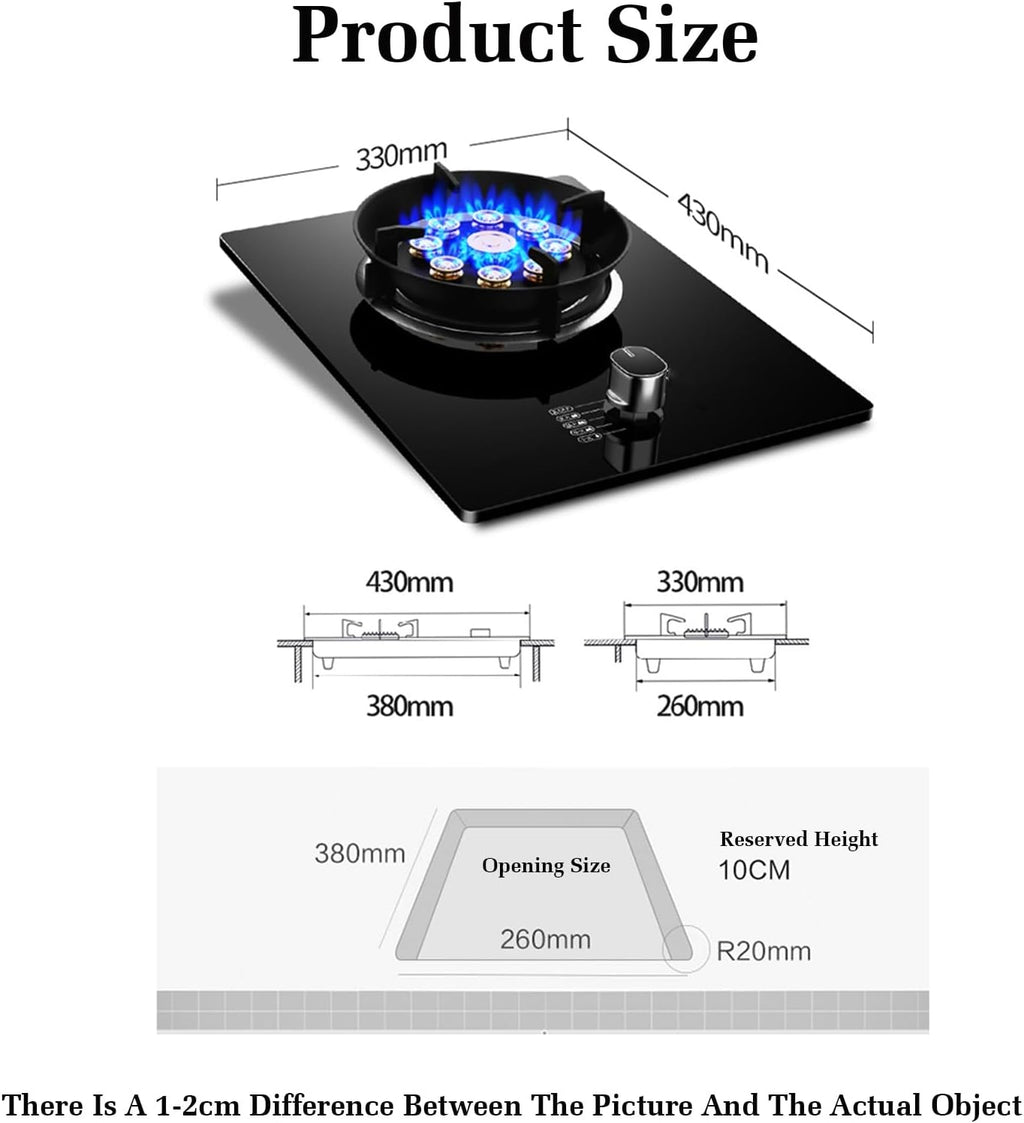 Gas Stove with 1 Burner,5.2KW Kitchen Counter Top Stove,Gas/LP Gas Conversion Stove,Tempered Glass Cast Iron Pot Rack,with Flameout Protection,for Home Kitchen(LPG)