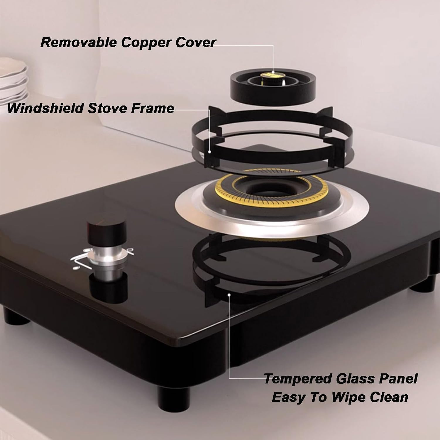 Gas Cooker,Tabletop Energy-Saving Gas Stove,4.2kW Single-Burner Built-in Cooker,for Family Restaurants Food Stalls(NG)