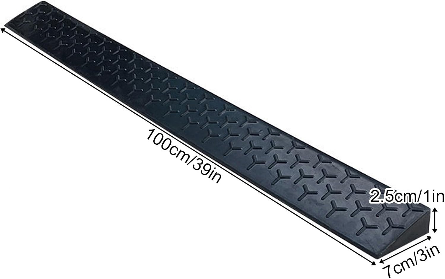 Threshold Ramp for Outdoor Door, Multiple, Sturdy Solid Rubber Curb Ramp for Wheelchair, Bike, Easy Installation(100 * 7 * 2.5cm/39 * 3 * 1in)