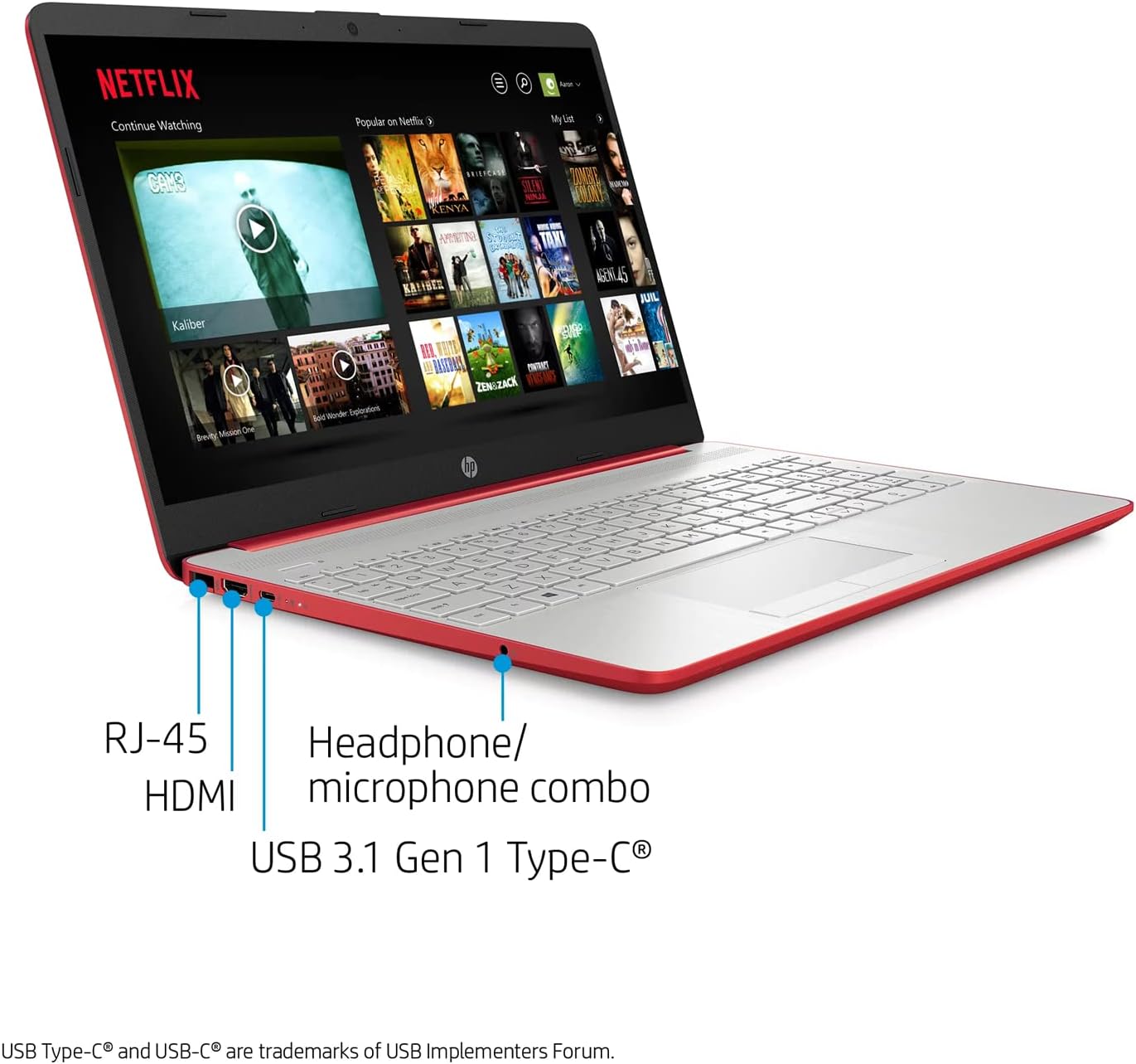 HP 15.6' HD Laptop for Business and Student, Intel Pentium Silver N5030, 16GB RAM, 1TB SATA SSD, Webcam, Media Card Reader, RJ45, HDMI, Wi-Fi, Windows 11 Home, Scarlet Red, KKE Accessories