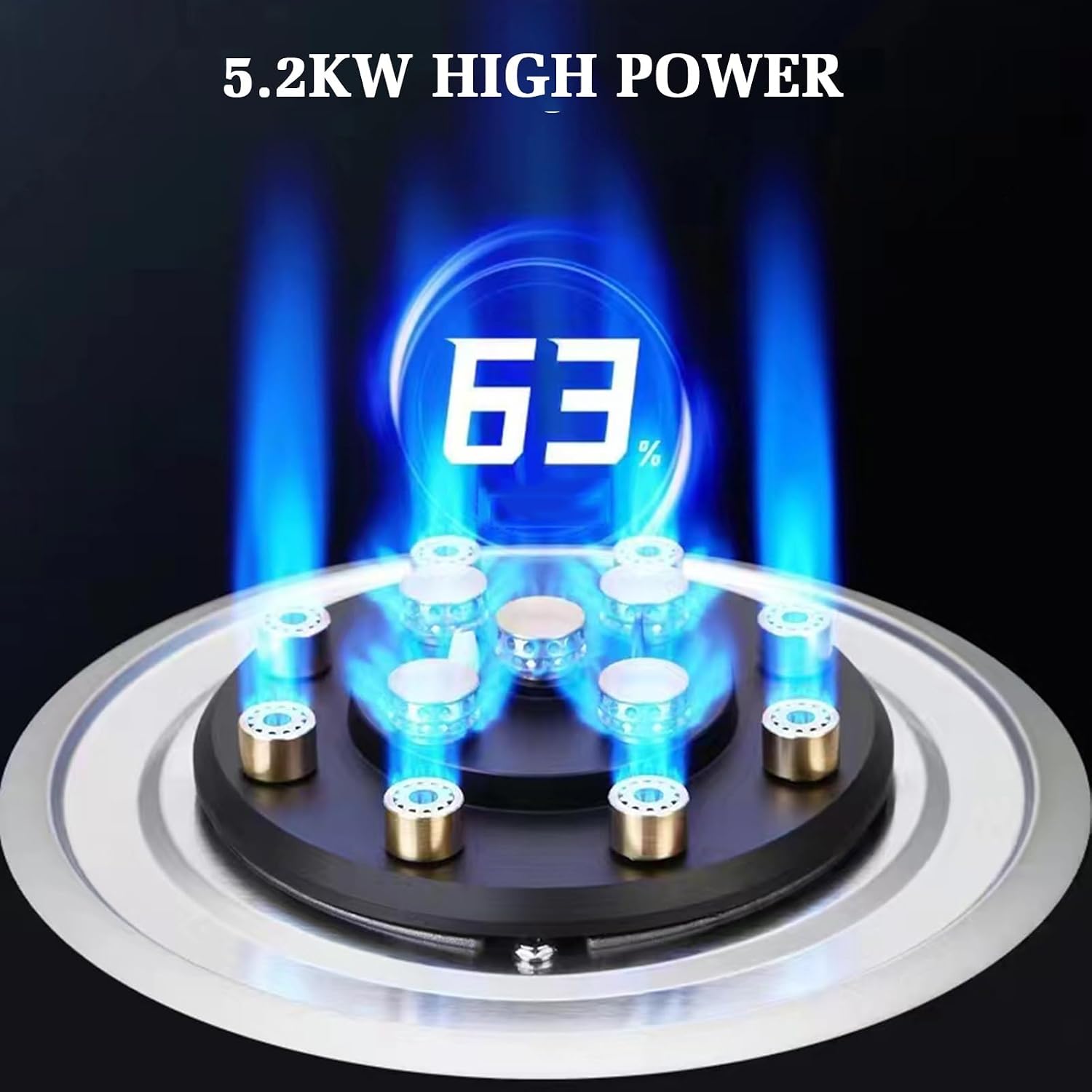 43cm Gas Stove,Built-in Gas Stove with 1 Burner,5.2KW 9 Cavity Frying Pan,Gas/LP Gas Conversio,with Flameout Protection,for Home Kitchen(NG)