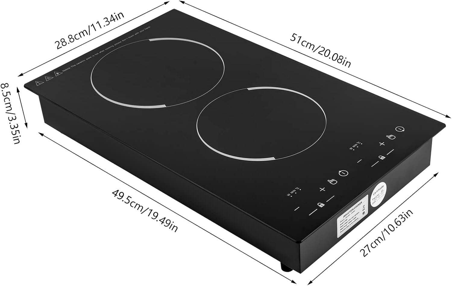 Double Induction Cooktop Induction Cooker 2 Burners, Electric Cooktops with 1800W Sensor Touch, 9 Temperature & Power Levels,Independent Control, 110~120 Volt Plug in Electric Stove