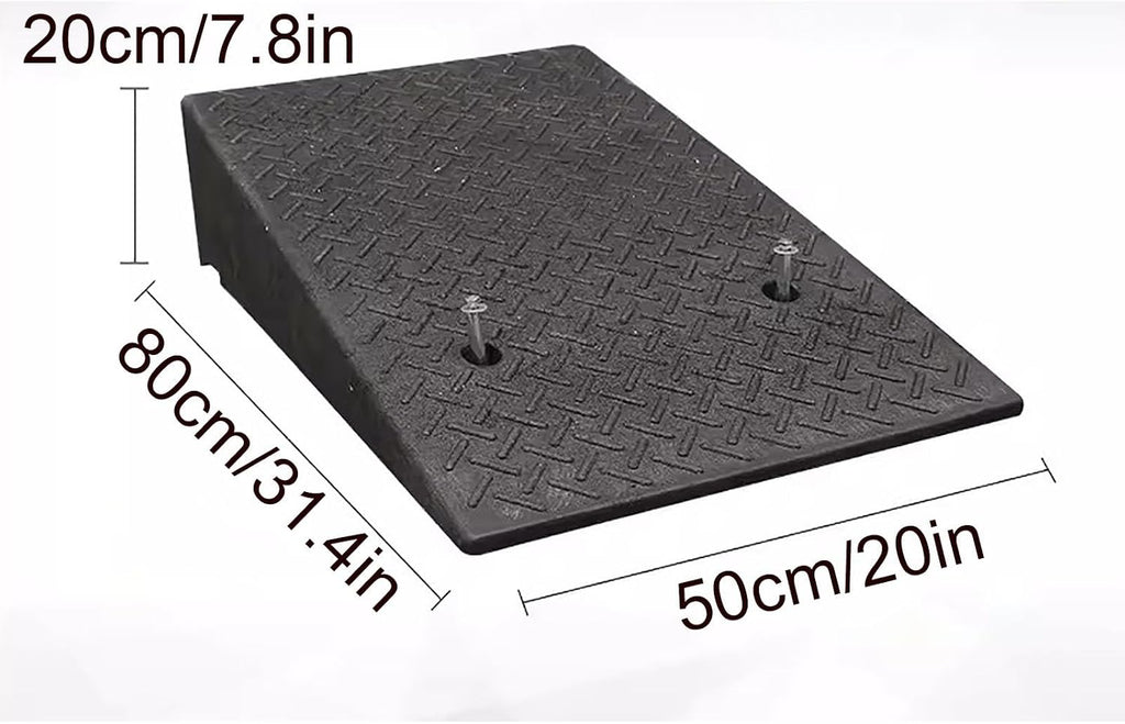 Rubber Curb ramp, high Heavy Duty Rubber Threshold ramp, Portable car ramp, Suitable for car Wheelchair Pedal, Stair Door ramps(50 * 80 * 20cm/20 * 31.4 * 7.8in)